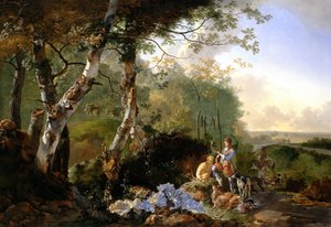 Paysage avec Chasseurs et Gibier - Adam Pynacker